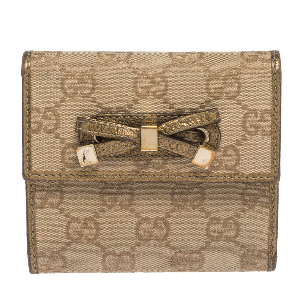 Gucci Beige GG Canvas and Leather Princy Compact Wallet