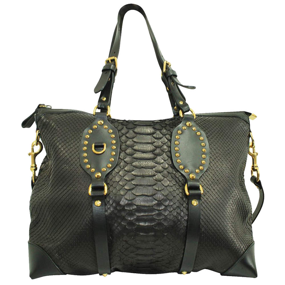 Gucci Black Python Leather Suede Patti Tote Bag Gucci | TLC