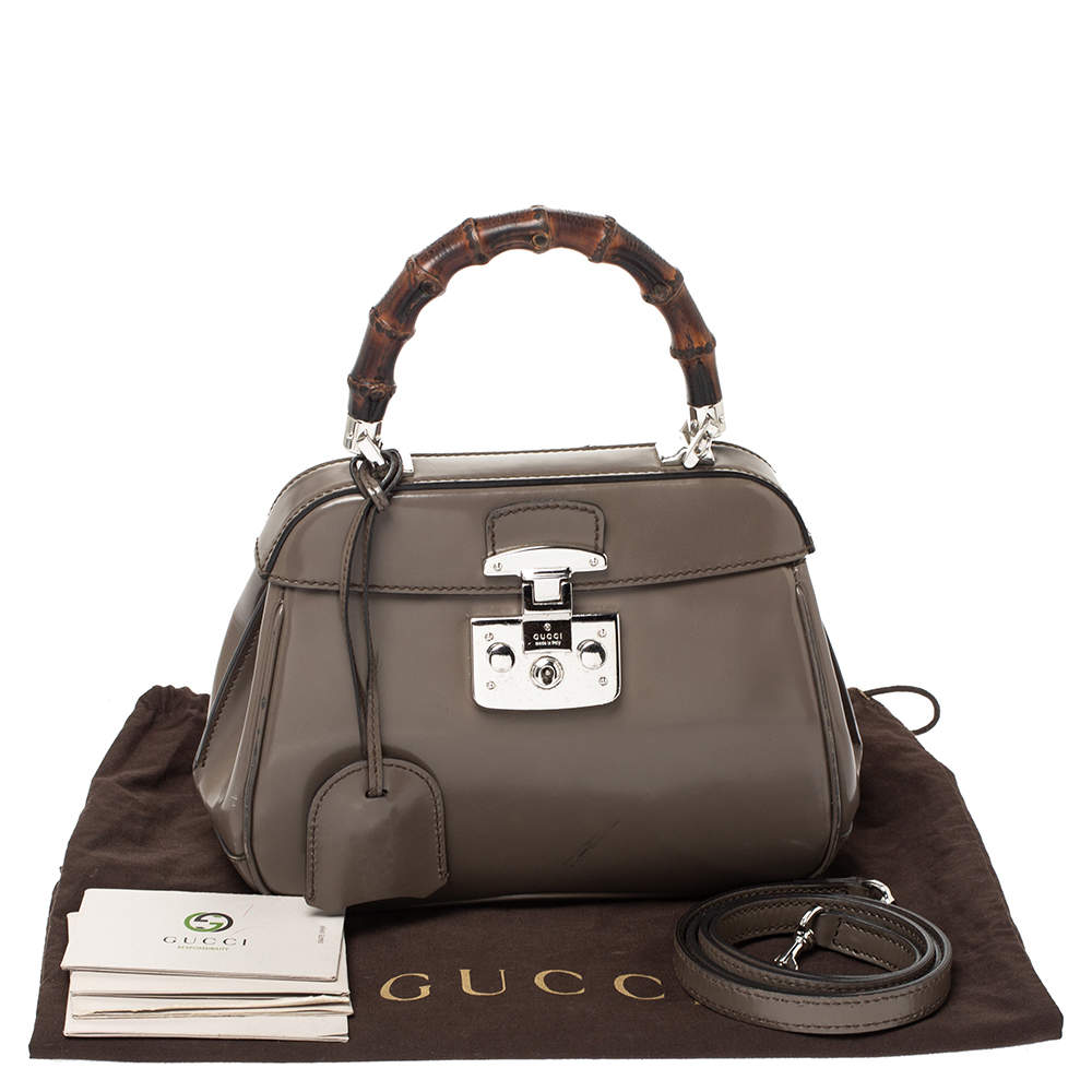 Desperat input seng Gucci Grey Leather Lady Lock Bamboo Top Handle Bag Gucci | TLC