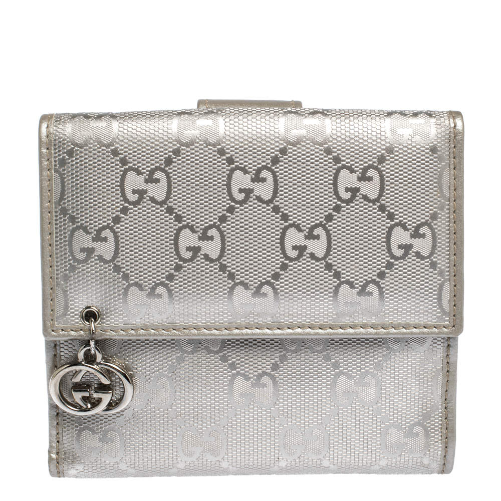 Pre Owned محفظة غوتشي فرينش كانفاس مطبوع جي جي فضي