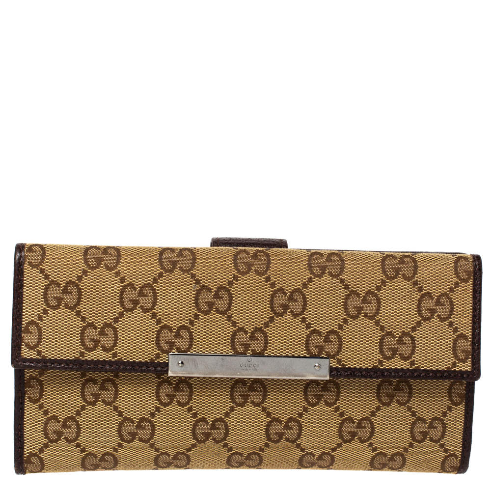 Gucci Beige/Brown GG Canvas and Leather Continental Wallet