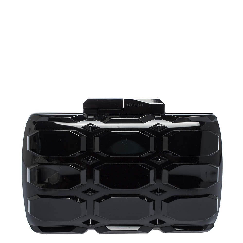 مملوكة مسبقًا Gucci Black Plexiglass Aristographic Evening Clutch   