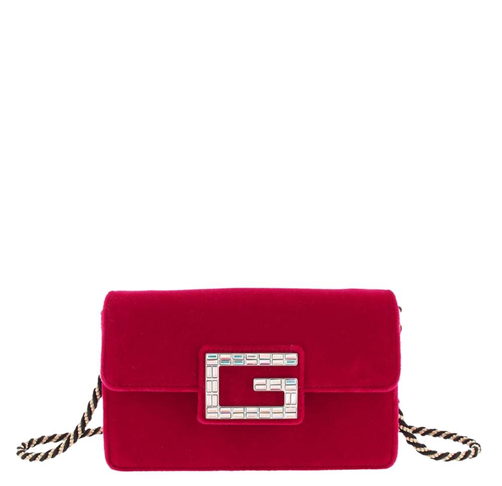 gucci red velvet bag