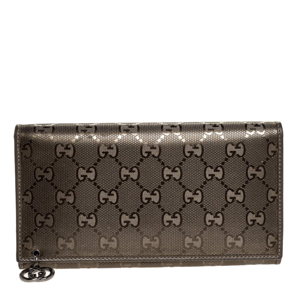 Gucci Pale Green Imprime Canvas Interlocking G Continental Wallet