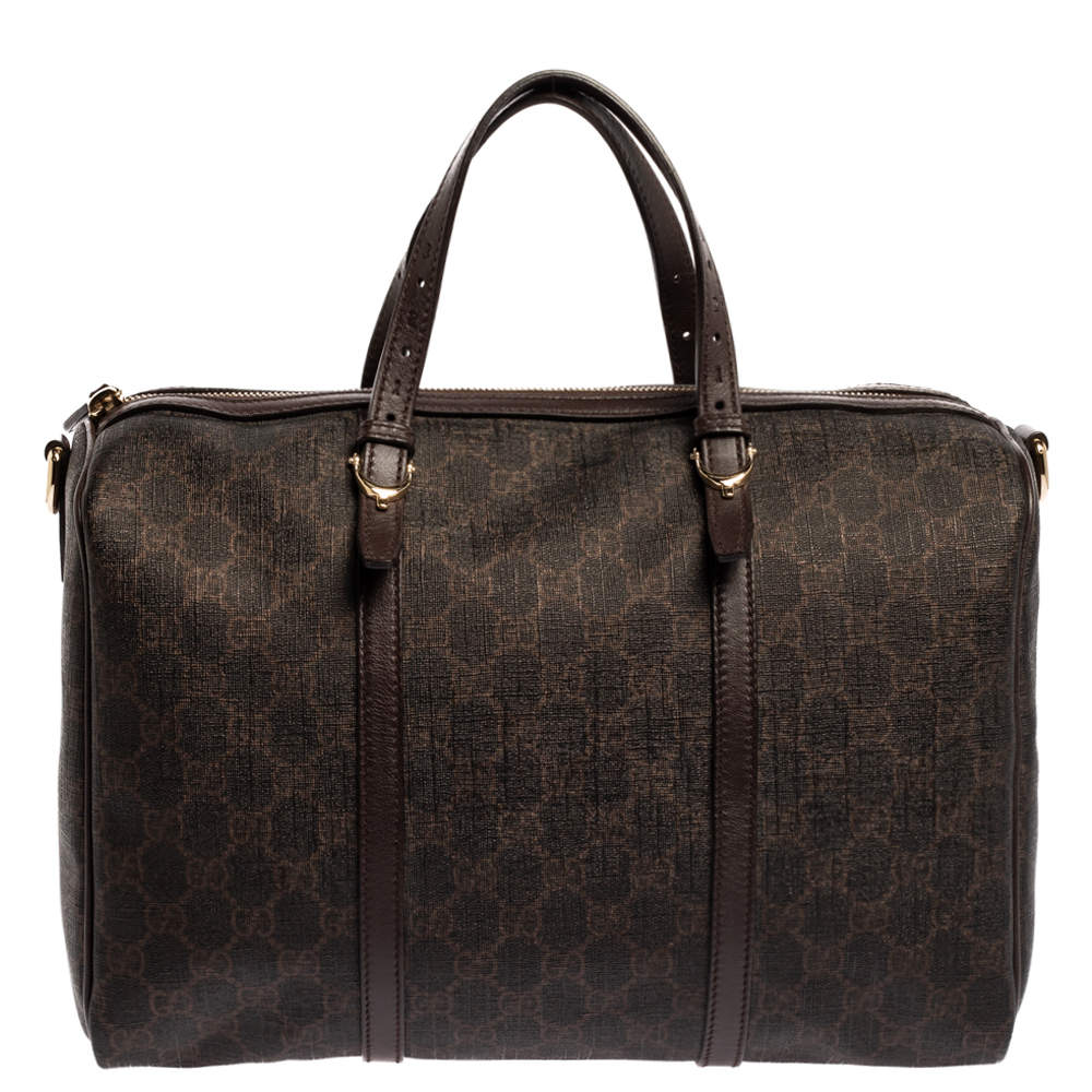 مملوكة مسبقًا Gucci Dark Brown GG Supreme Canvas and Leather Medium Joy Boston Bag