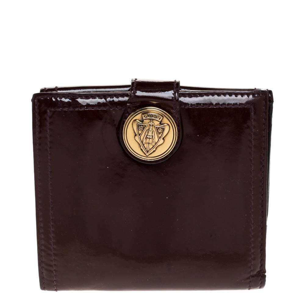 Gucci Maroon Patent Leather Hysteria French Wallet