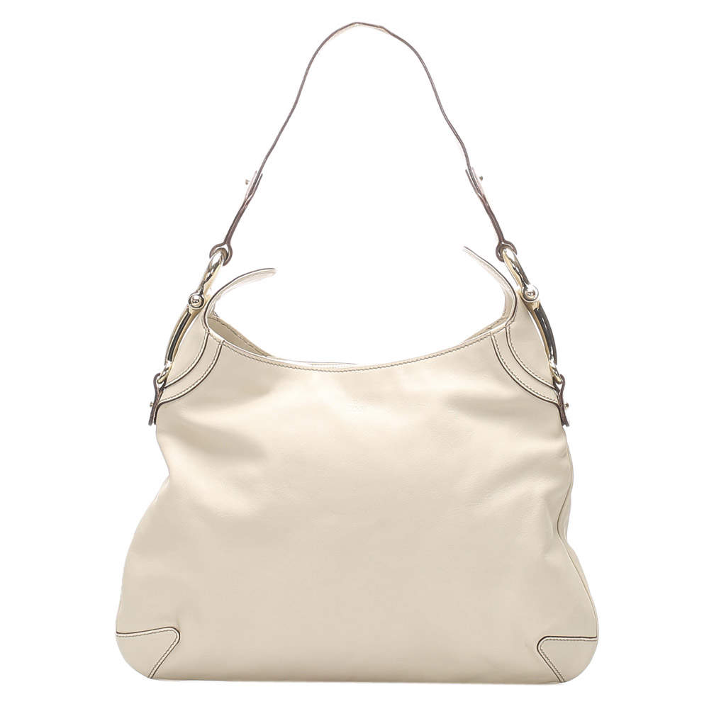Gucci White Horsebit Leather Creole Hobo Bag Gucci | The Luxury Closet