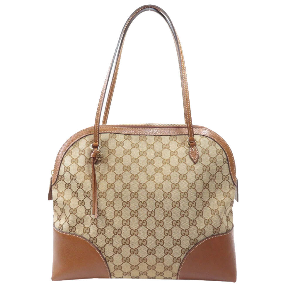 Pre Owned حقيبة غوتشي قماش وجلد جي جي بنية اللون