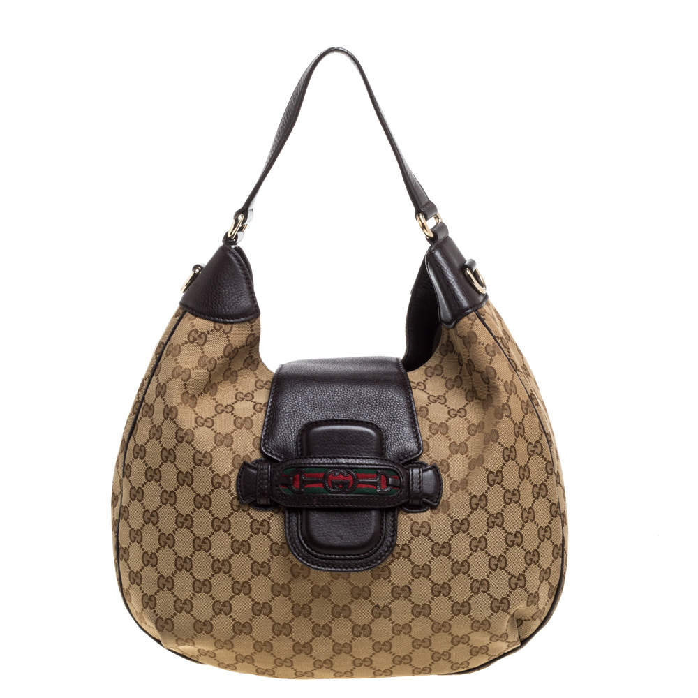 Gucci Beige/Brown GG Canvas and Leather Dressage Hobo Gucci | The ...