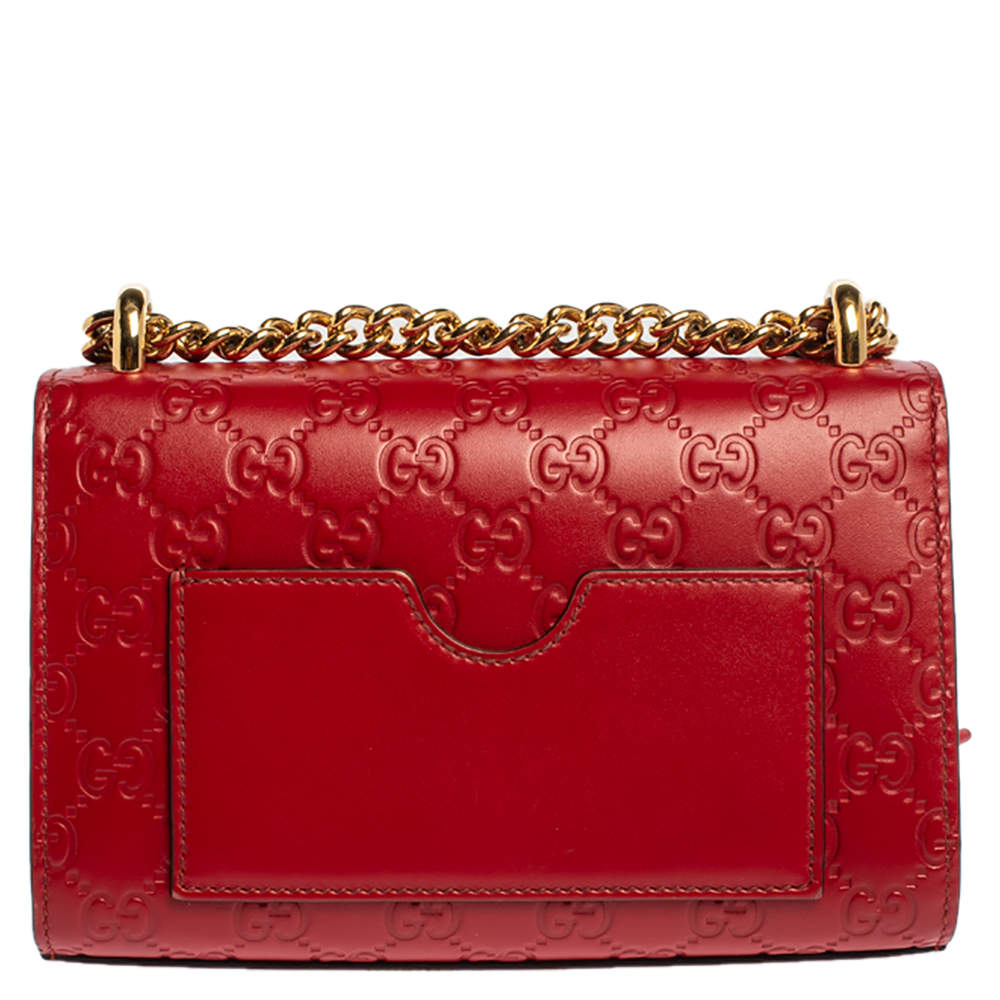 Gucci Red Guccissima Leather Padlock Small Shoulder Bag 