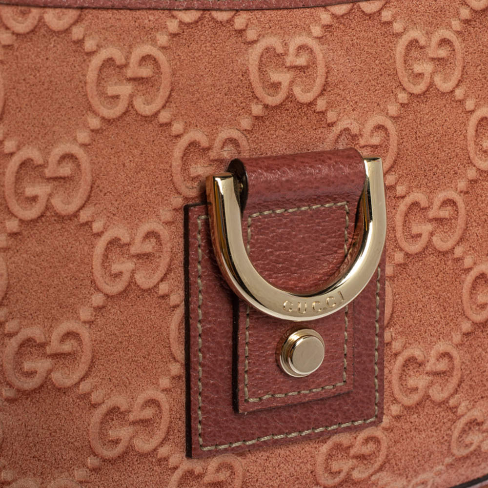Gucci Orange GG Suede and Leather Abbey D-Ring Pochette Bag Gucci