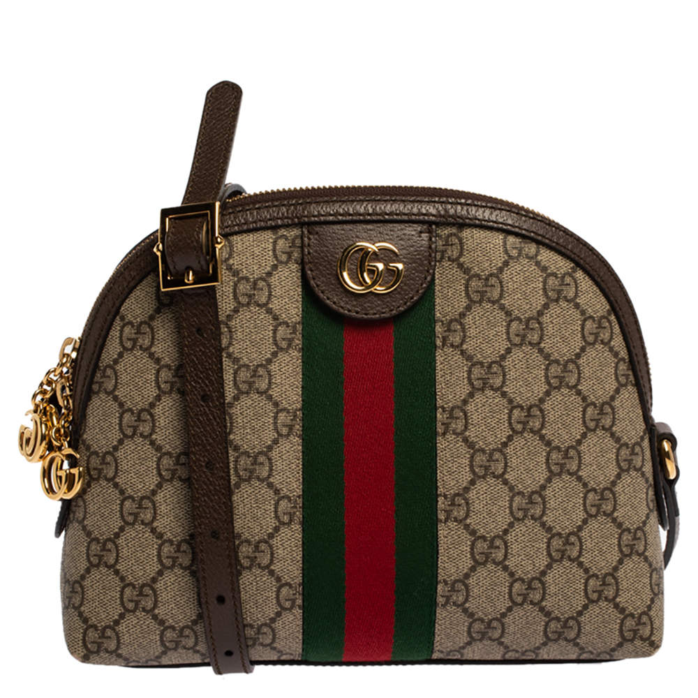 Gucci Beige/Ebony GG Supreme Coated Canvas and Leather Small Ophidia Crossbody Bag