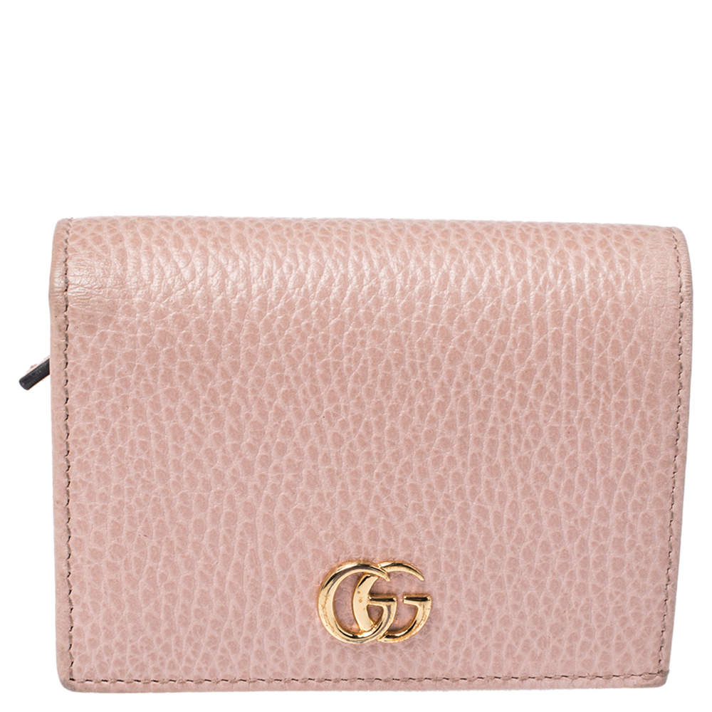 Gucci Nude Beige Leather GG Marmont Card Case