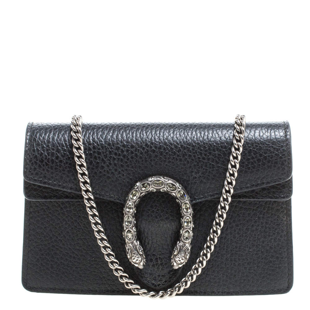 Gucci Black Leather Micro Dionysus Shoulder Bag