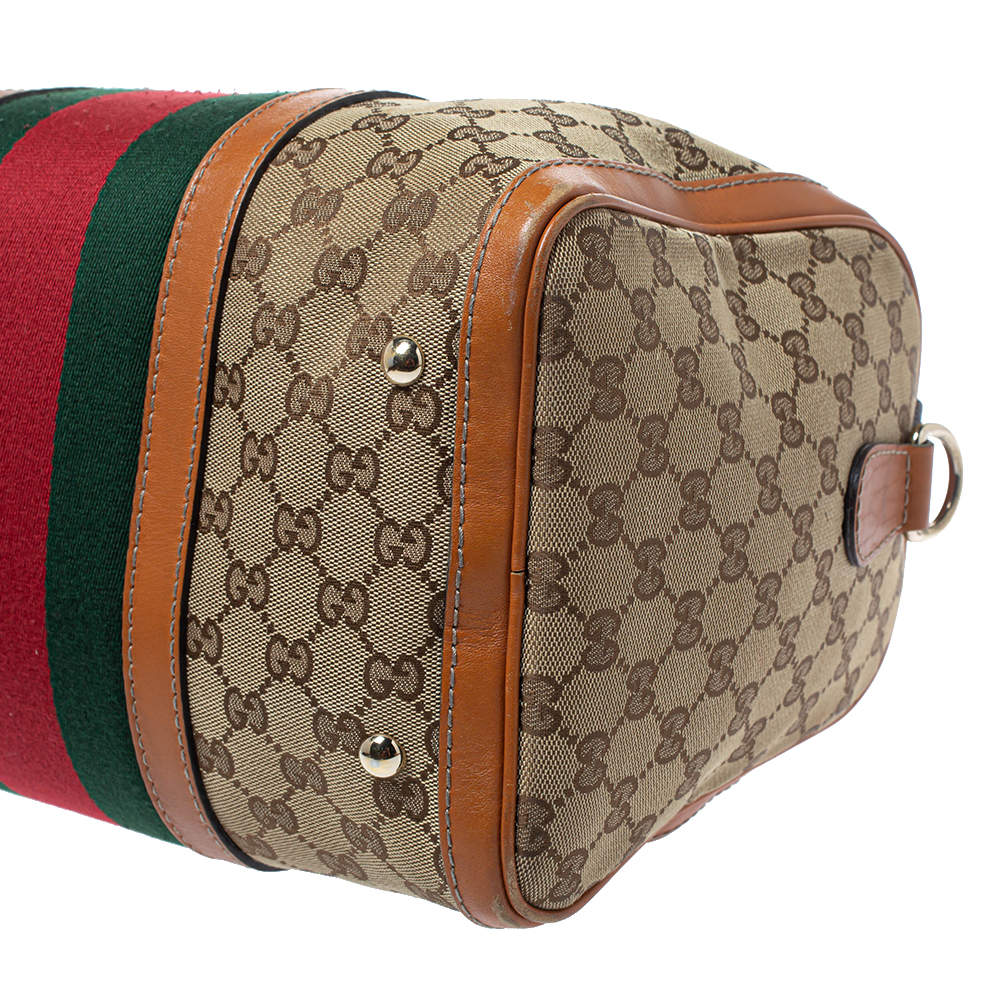 GUCCI Boston bag 406868 Sherry line 2way GG canvas Brown Brown unisex –