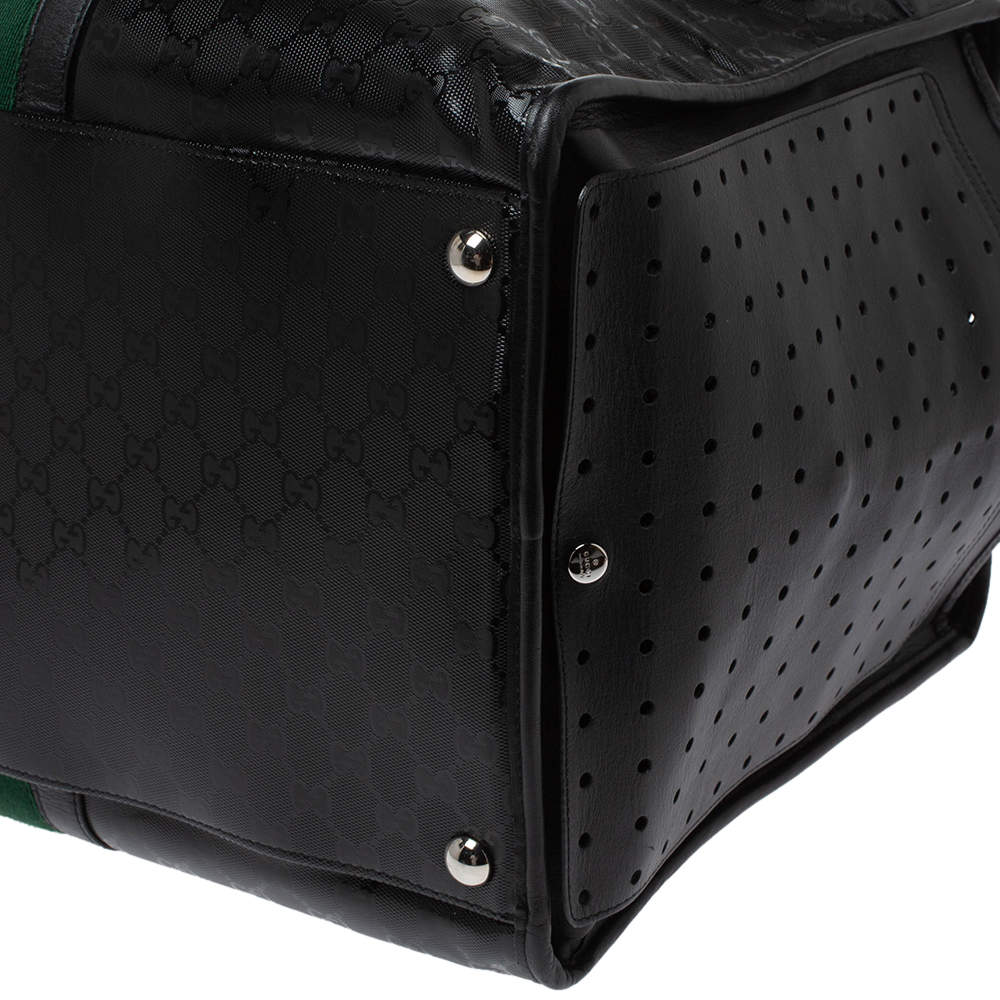 Gucci 500 Black Imprime Leather Web Travel Pet Carrier Bag 269493 Large :  : Fashion