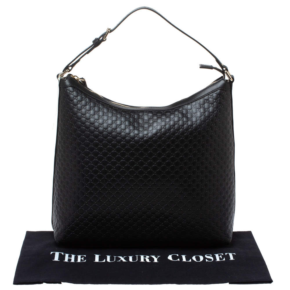 gucci black leather hobo bag