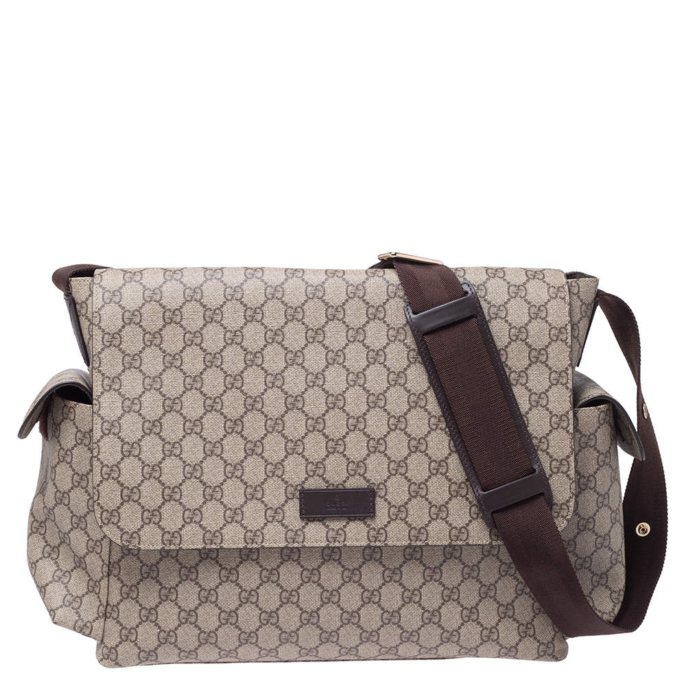 Gucci Beige GG Supreme Canvas Diaper Messenger Bag