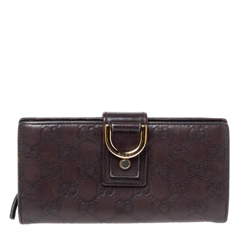 Gucci Brown Guccissima Abbey D Ring Continental Wallet