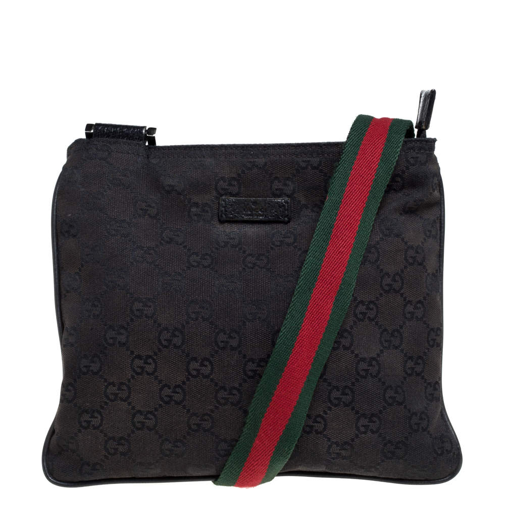 Gucci Black GG Canvas Small Vintage Web Messenger Bag