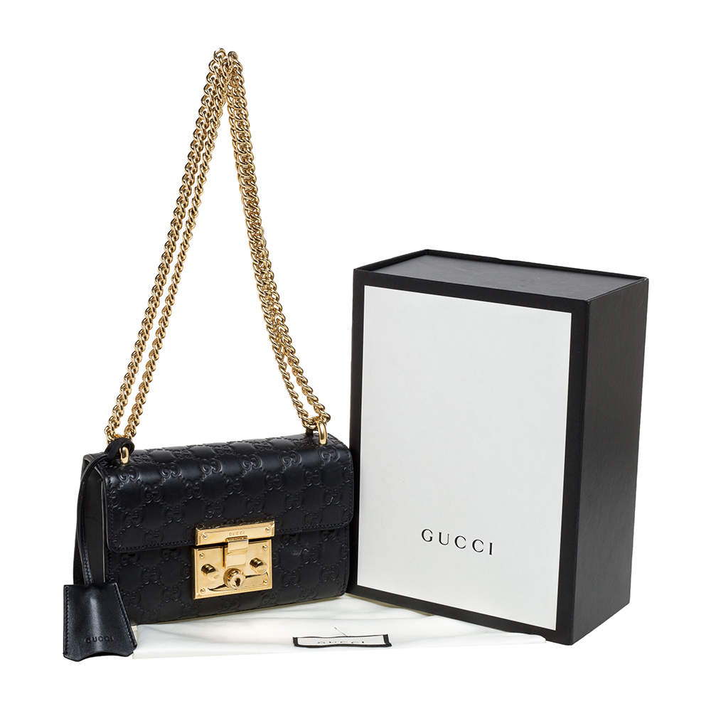 Gucci Black Guccissima Leather Small Padlock Shoulder Bag Gucci TLC