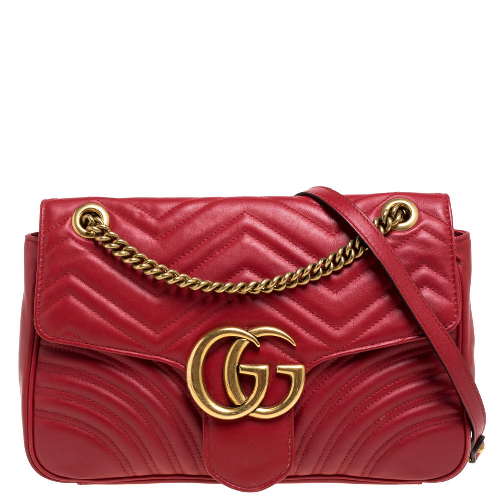 Gucci Red Matelassé Leather Medium GG Marmont Shoulder Bag Gucci | TLC