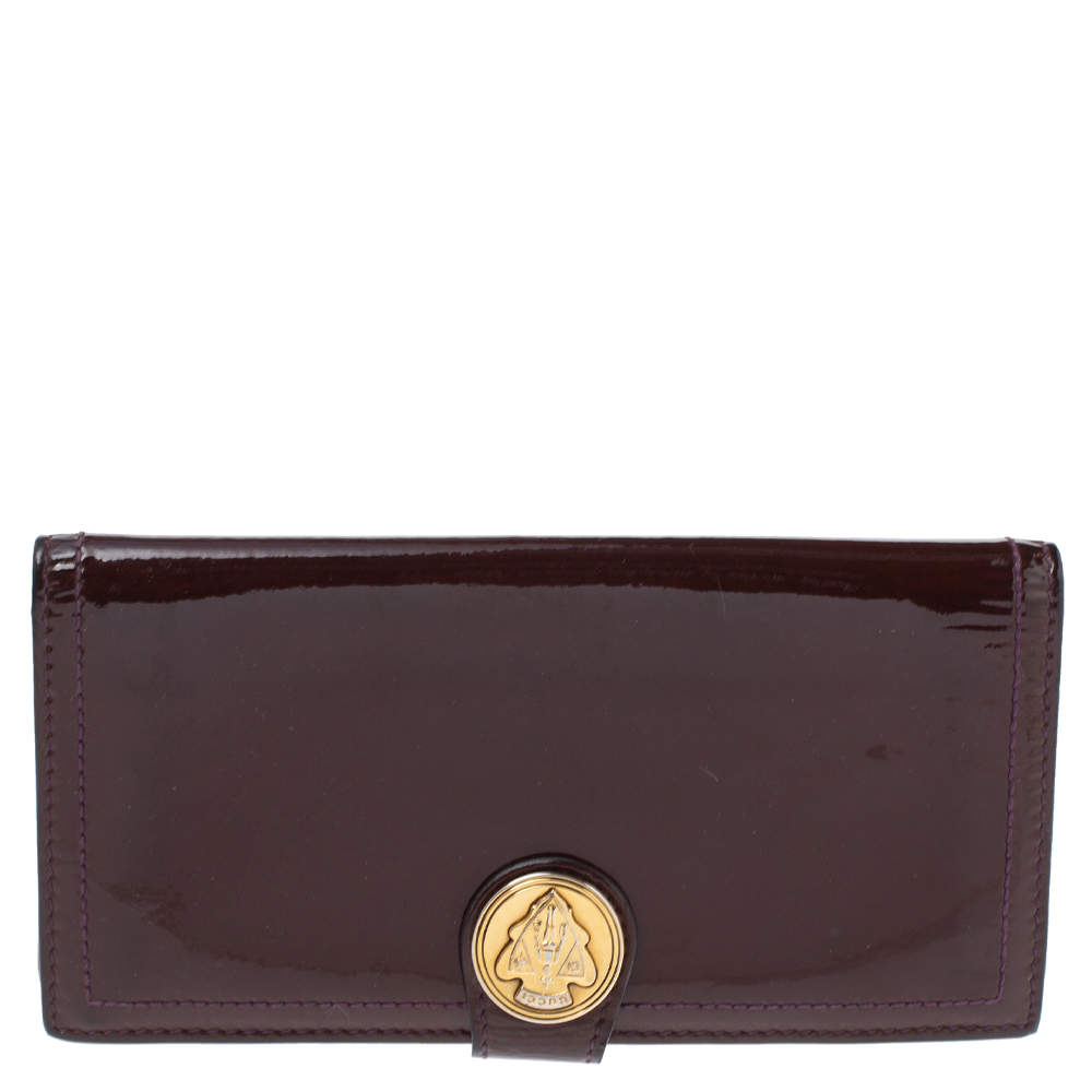 مملوكة مسبقًا محفظة غوتشي هيستريا جلد عنابي لامع بقلاب