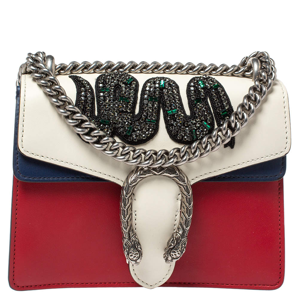 Gucci Multicolor Leather Mini Crystal Snake Embroidered Dionysus Shoulder Bag    