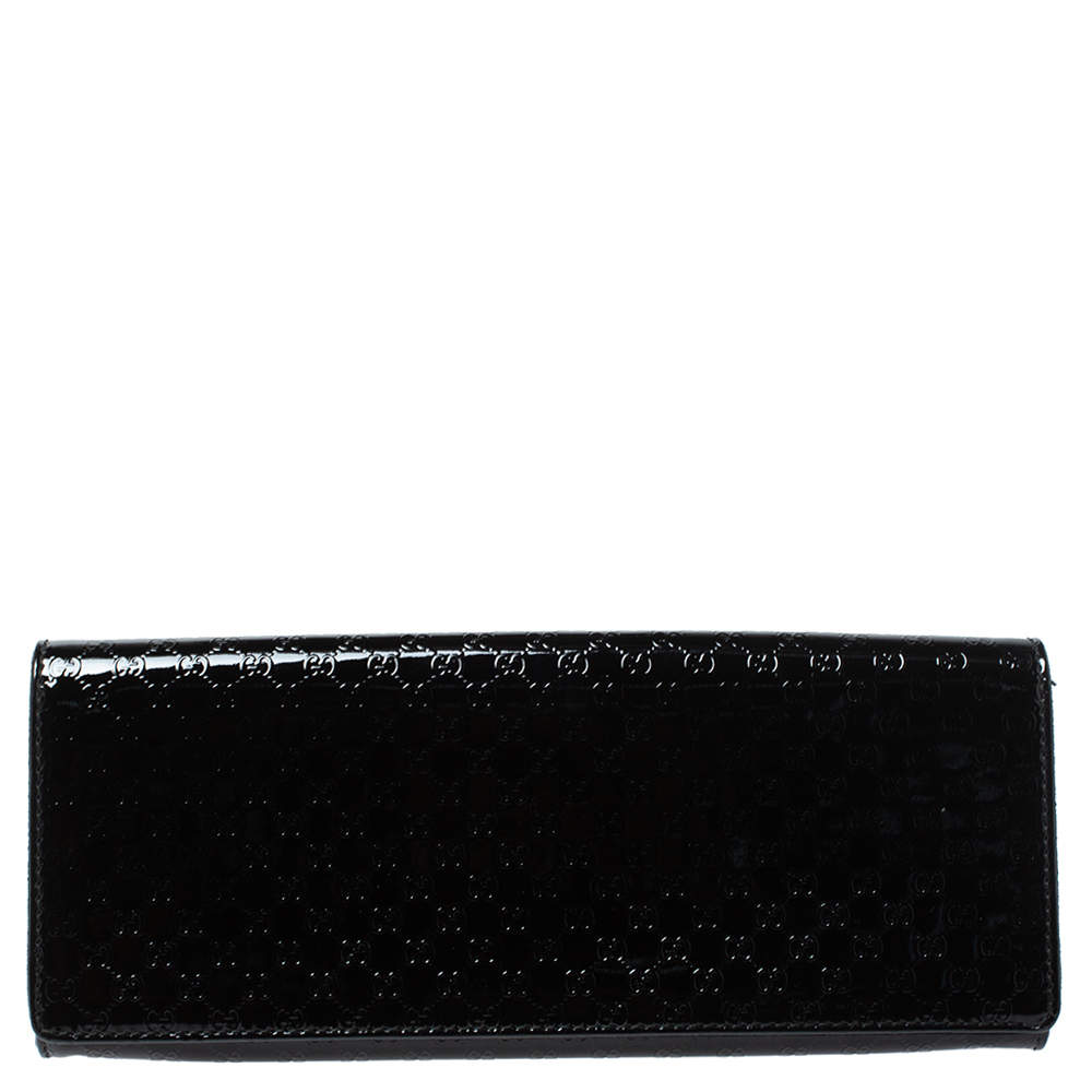 Pre Owned حقيبة كلتش غوتشي "براودواي" صغيرة جلد لامع غوتشيسيما أسود