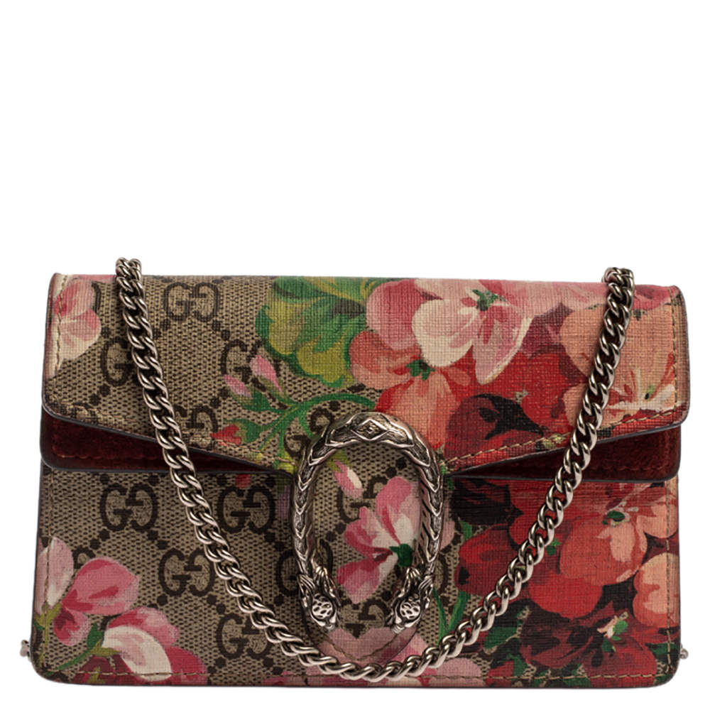 Pre Owned حقيبة كتف غوتشي طباعة زهور سوبر ميني ديونيسوس سوبريم GG متعددة الألوان/ بيج