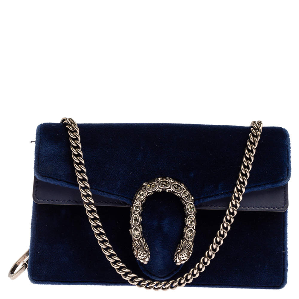 Gucci Blue Velvet and Leather Super Mini Dionysus Crossbody Bag Gucci | TLC