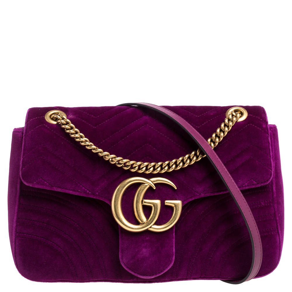 Gucci Velvet Marmont Bag Purple