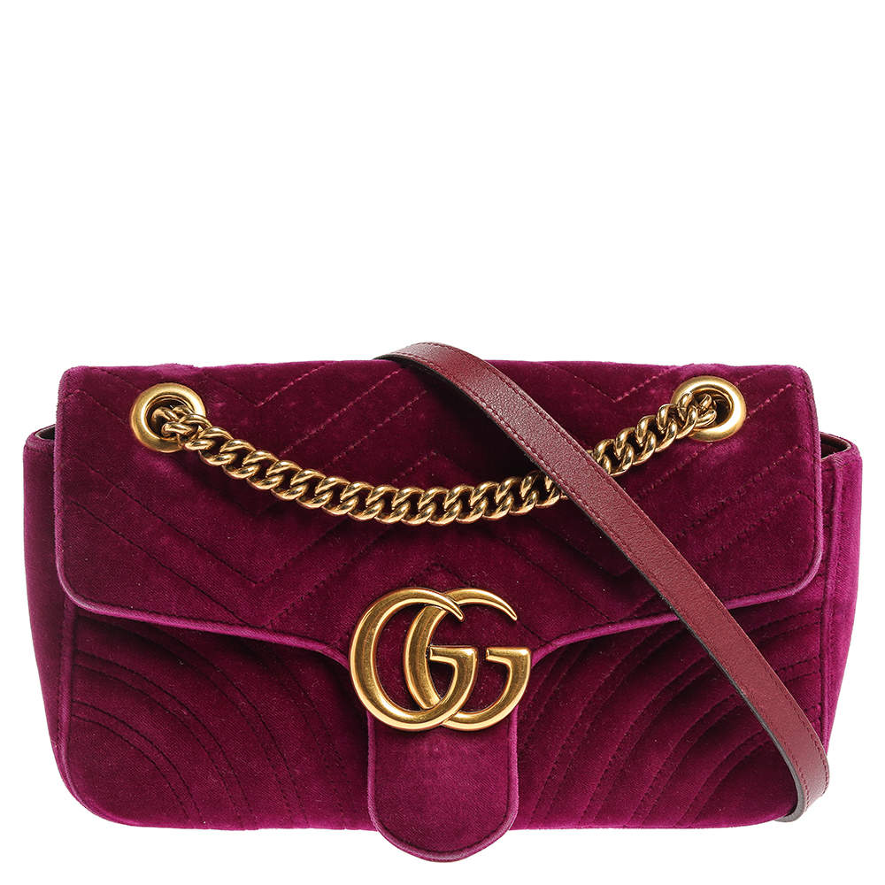Gucci Purple Velvet Matelassé Small GG Marmont Shoulder Bag Gucci | TLC