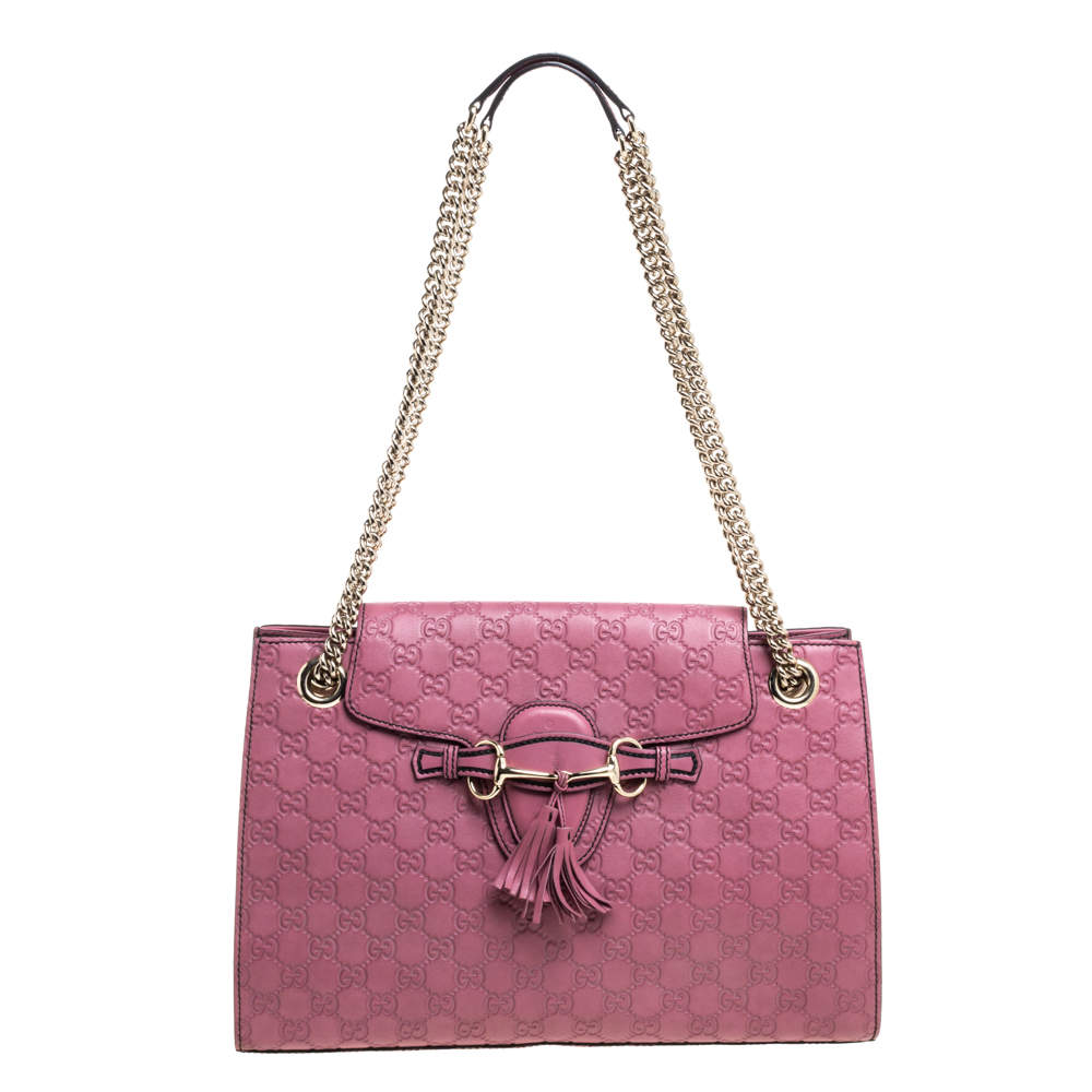 مملوكة مسبقًا Gucci Pink Guccissima Leather Large Emily Chain Shoulder Bag