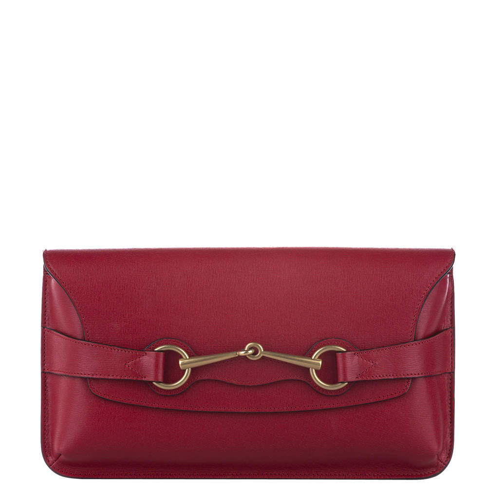 gucci red leather clutch