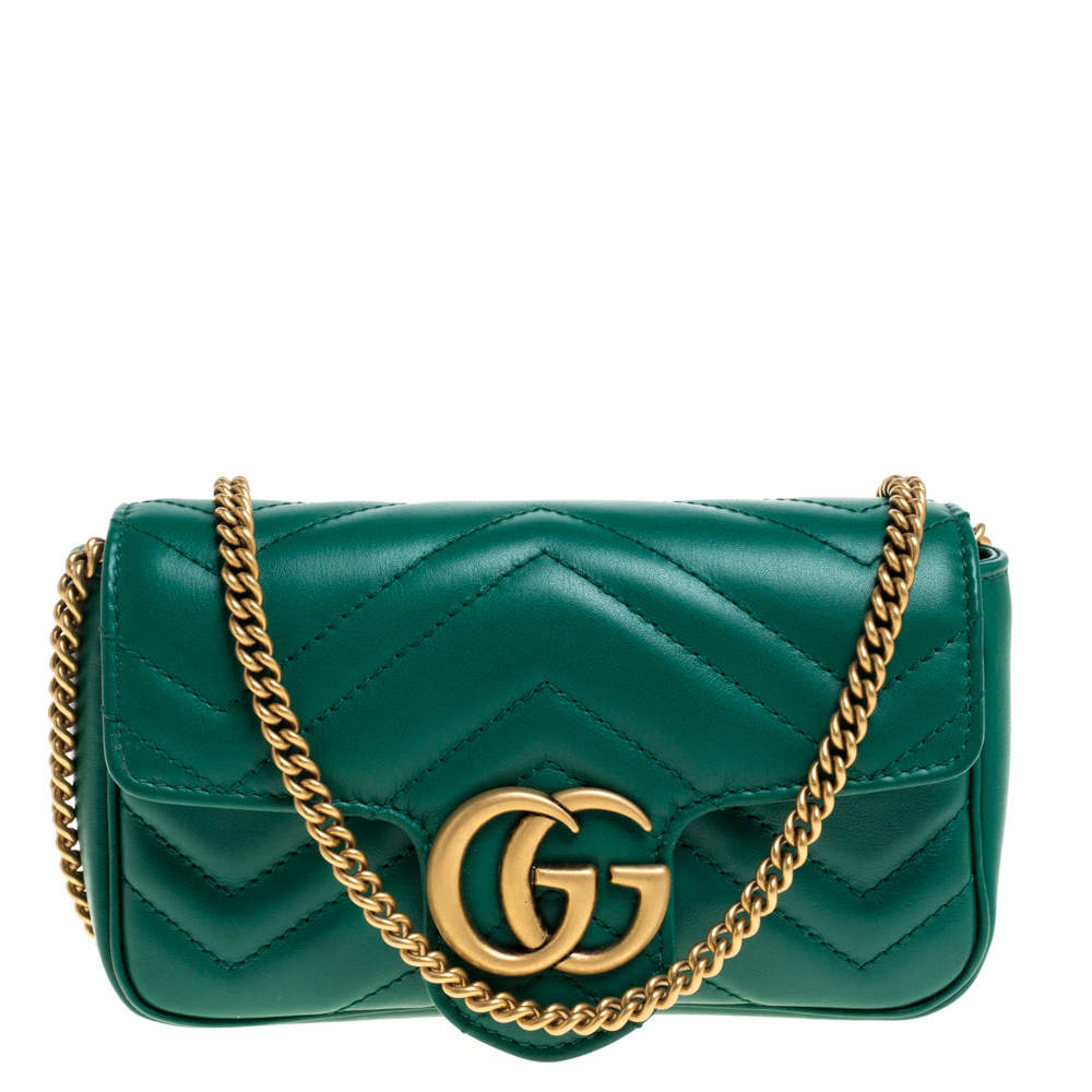 Gucci Green Matelasse Leather Mini GG Marmont Super Bag Gucci | TLC