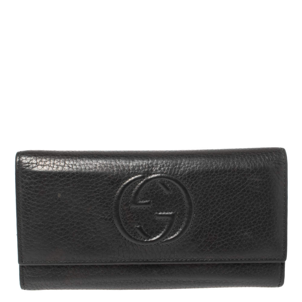 Pre Owned Gucci Black Leather Soho Continental Wallet
