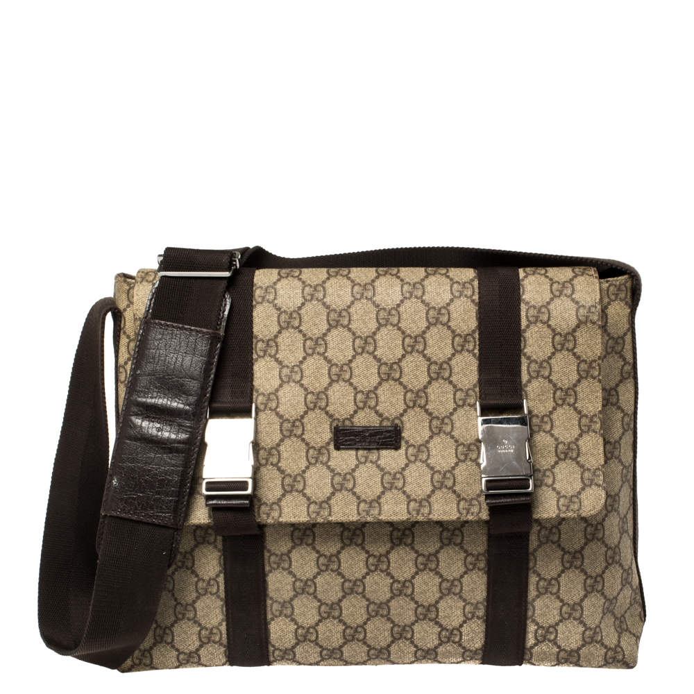 Pre Owned Gucci Beige/Brown GG Supreme Canvas Messenger Bag