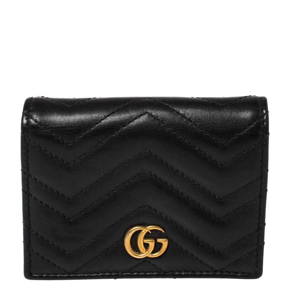 Pre Owned  حافظة بطاقات غوتشي مارمونت جي جي جلد مبطنة وردية