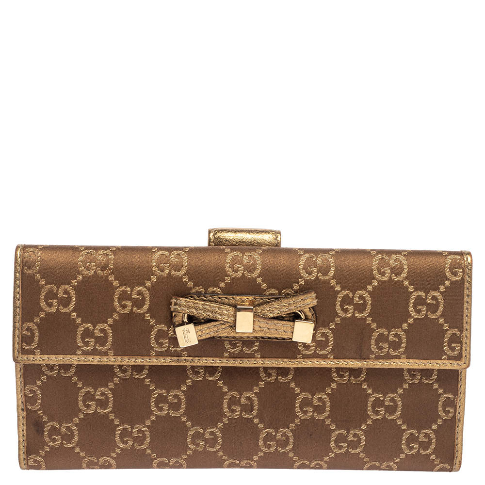 Gucci Gold/Beige GG Canvas and Leather Princy Continental Wallet