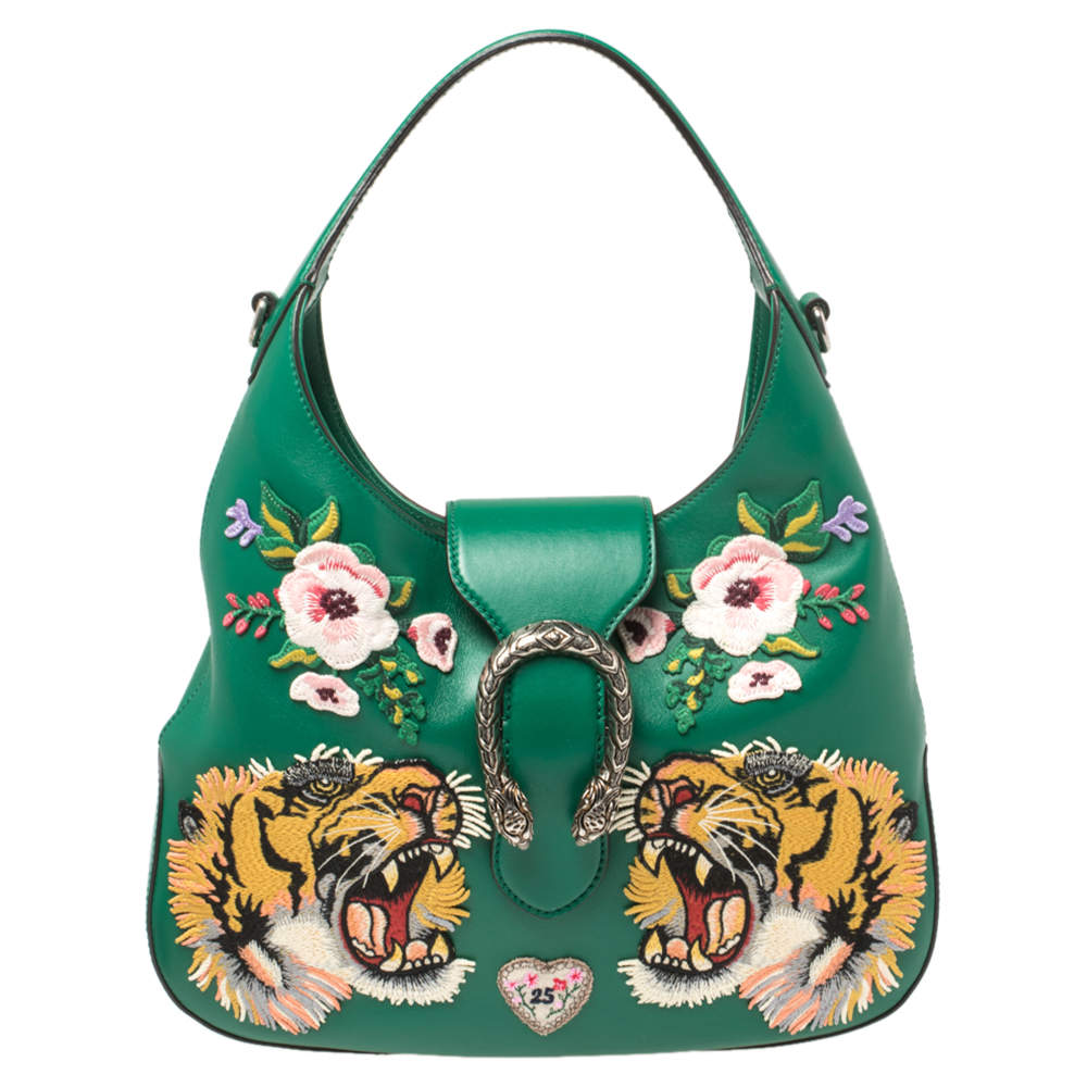 $4460 New Gucci Dionysus Hobo Embroidered Leather Maxi Tiger Handbag Black  HOBO