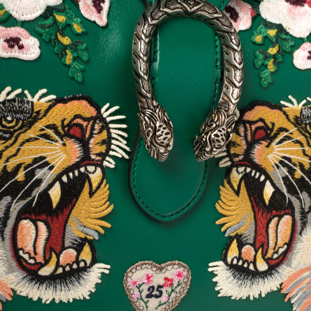 $4460 New Gucci Dionysus Hobo Embroidered Leather Maxi Tiger