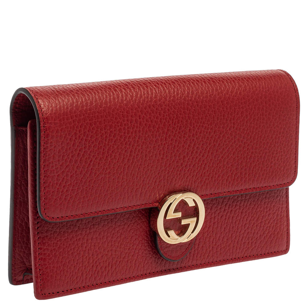 Red Gucci Interlocking G Wallet On Chain – Designer Revival