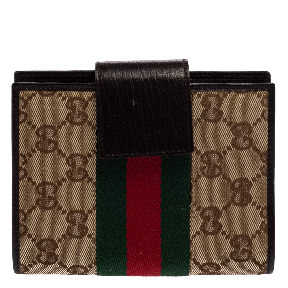 Pre Owned Gucci Beige GG Canvas and Leather Web Agenda Planner