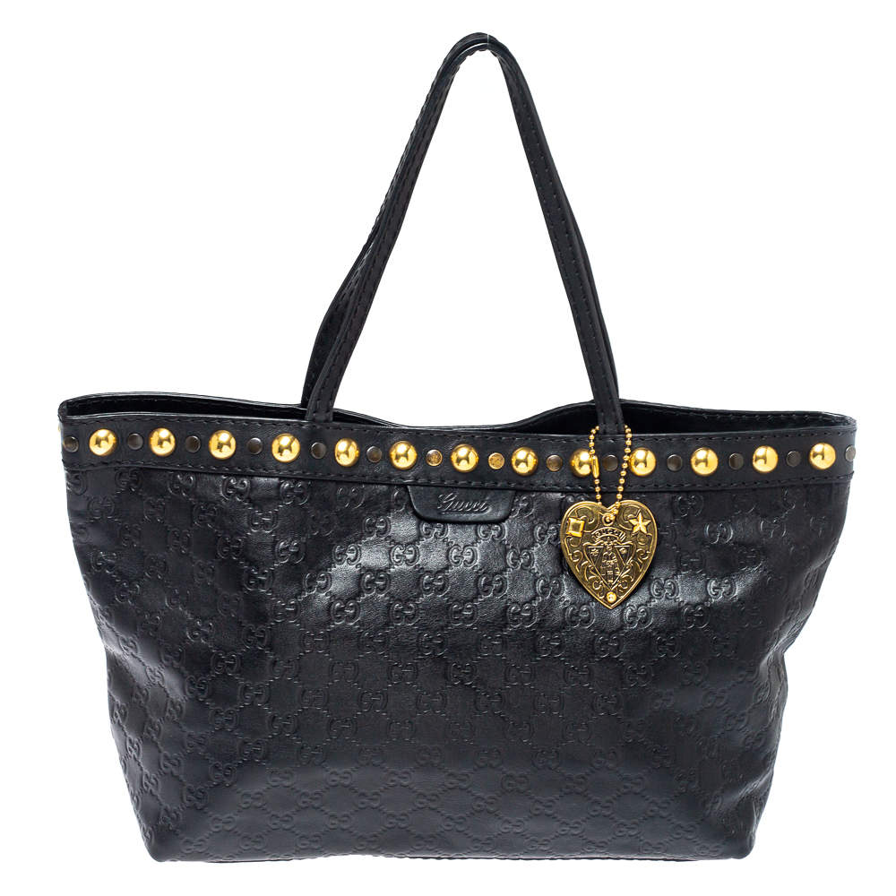 Gucci Black Guccissima Leather Medium Babouska Tote