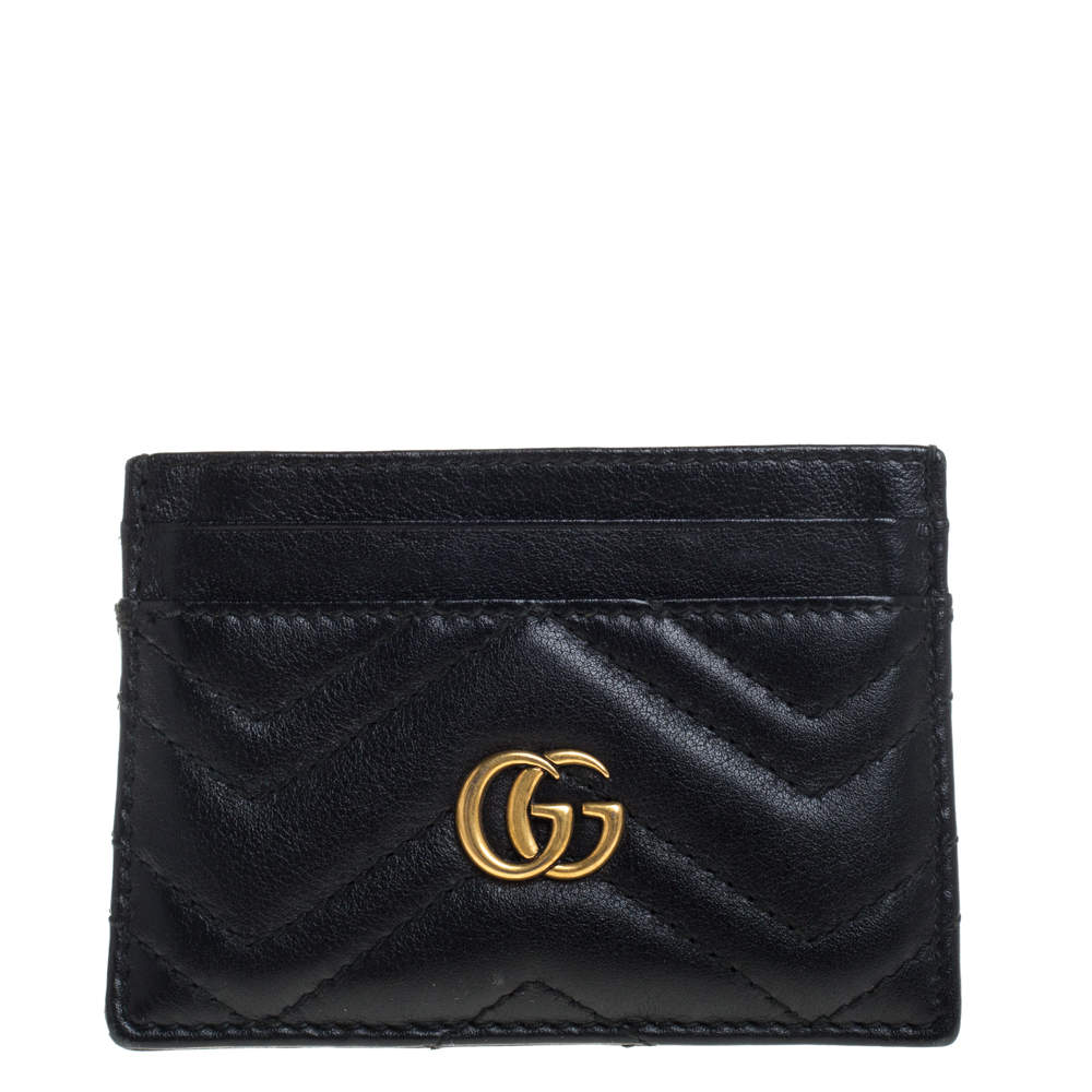 Gucci Black Leather GG Marmont Card Holder