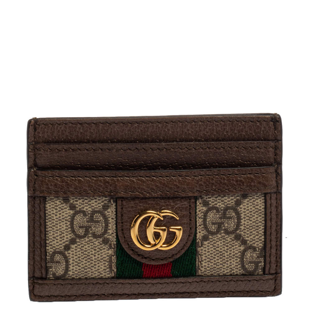 Gucci Beige/Ebony GG Supreme Canvas and Leather Ophidia GG Card Case