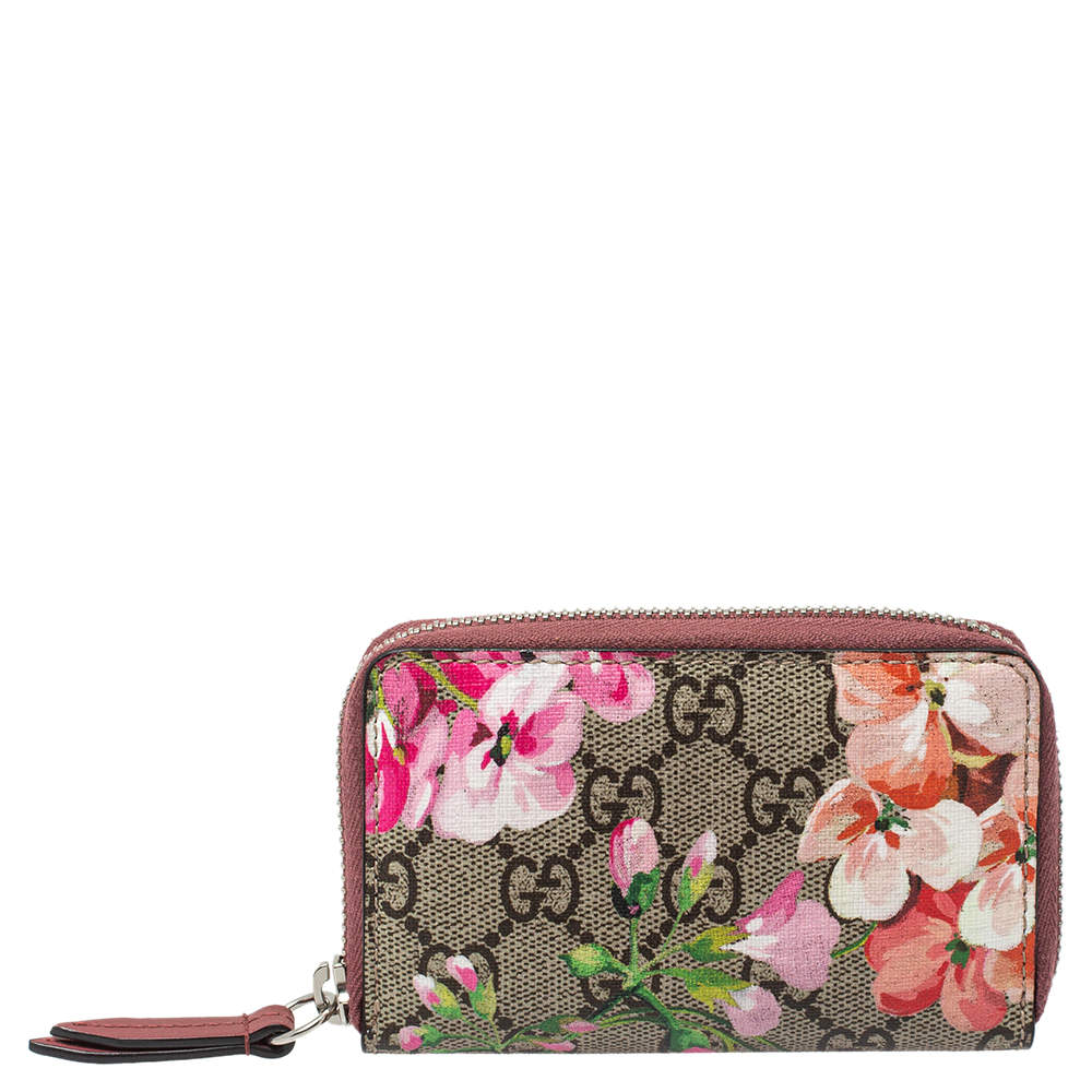 Pre Owned Gucci Multicolor GG Supreme Blooms Canvas Card Case