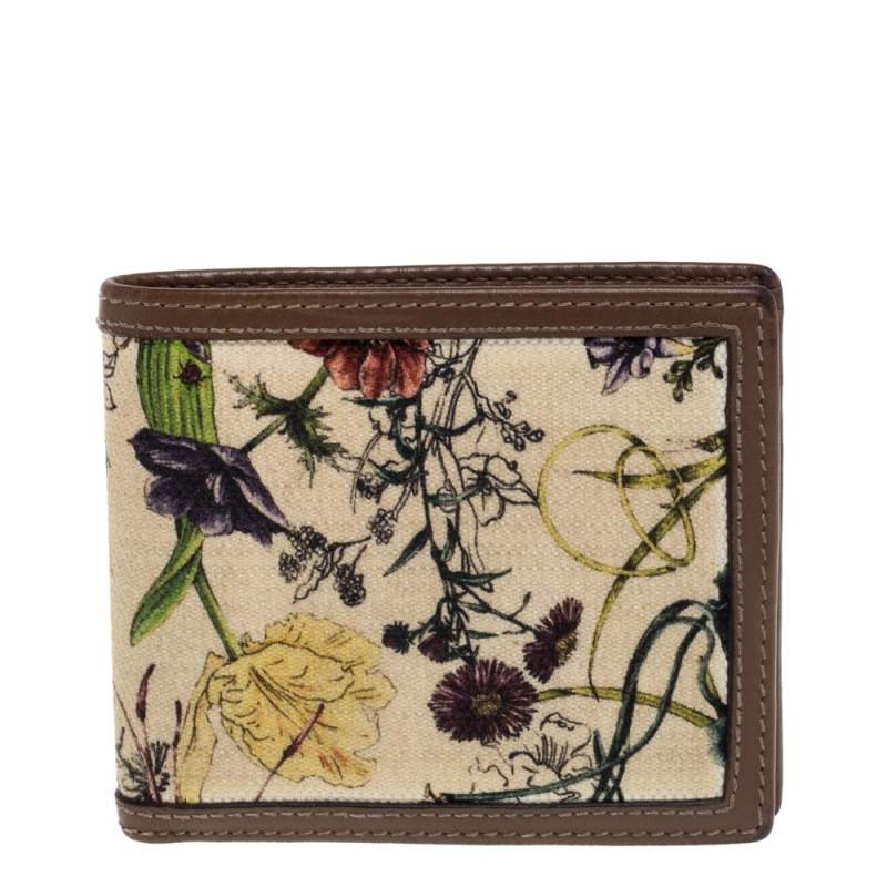 Gucci Multicolor Flora Print Canvas and Leather Bifold Wallet