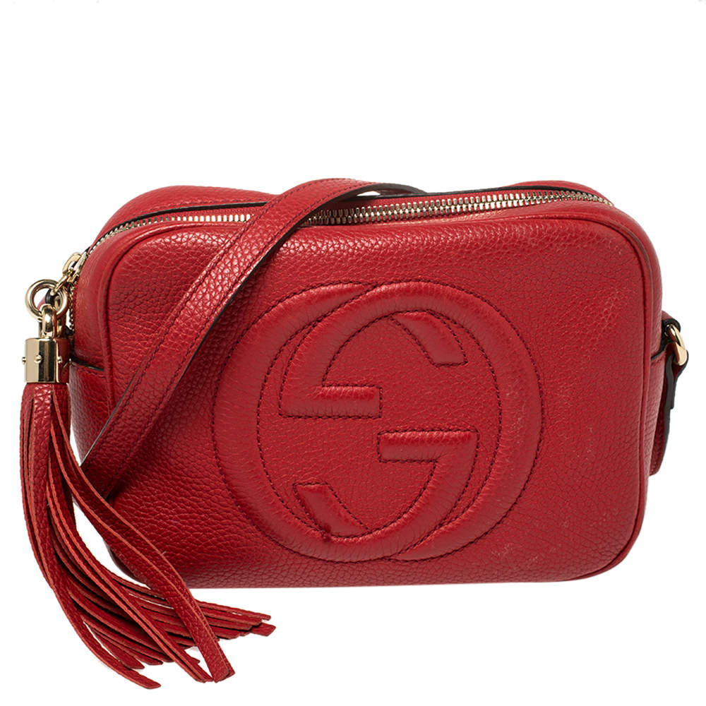 Pre Owned Gucci Red Leather Soho Disco Shoulder Bag